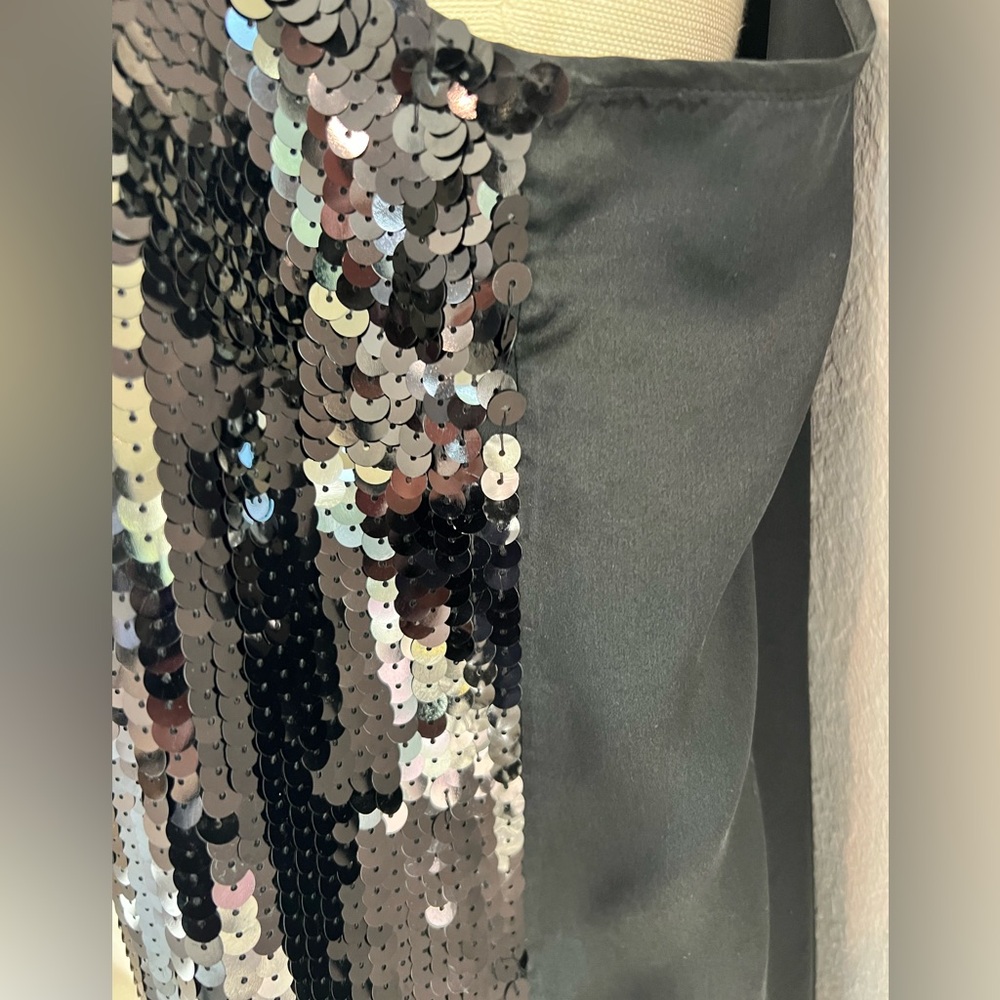 Banana Republic Women’s Lined Black Sequin and Silk Sleeveless Top SZ L - Picture 8 of 12